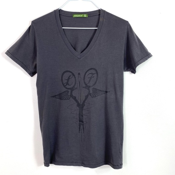 ALTERNATIVE earth Laura Flook Logo Print Organic Cotton T-Shirt in Gray Size S - Picture 2 of 6